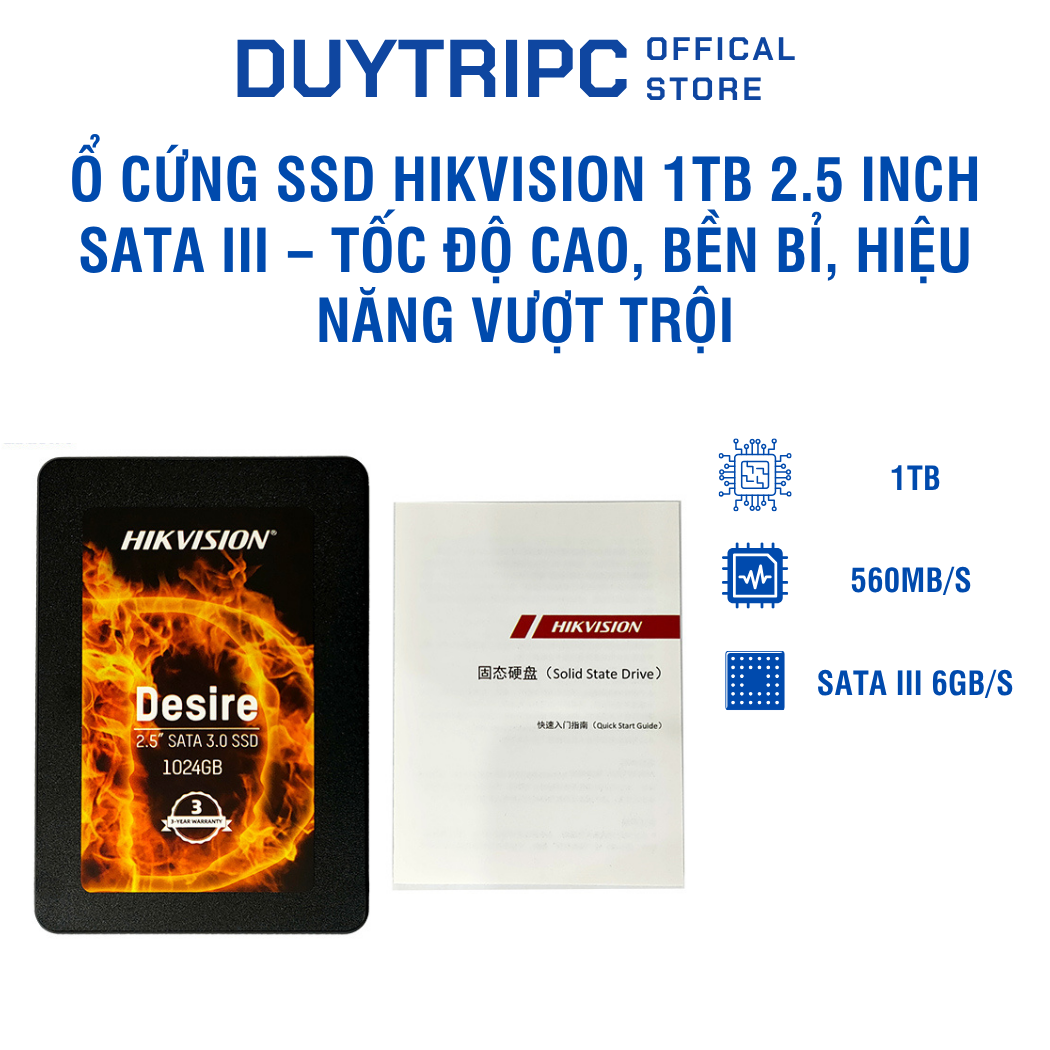 Ổ cứng SSD Hikvision 1TB 2.5 inch SATA III – Tốc độ cao, bền bỉ, hiệu năng vượt trội